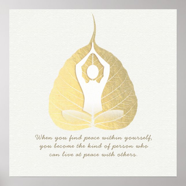 Yoga Studio Instructor Meditation Pose Bodhi Leaf  Poster (Front)