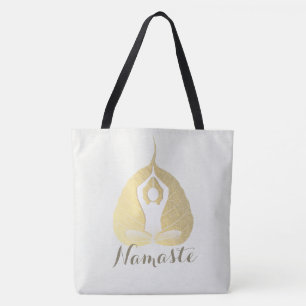 Yoga Studio Instructor Meditation Pose Bodhi Leaf  Tote Bag