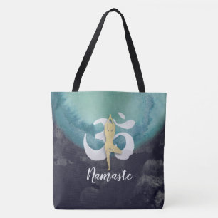Yoga Studio Instructor Meditation Pose OM Symbol Tote Bag