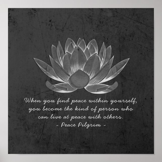 YOGA Studio Instructor Meditation Quote Chic Lotus Poster (Front)