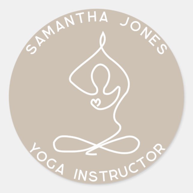 Yoga studio instructor yogi pose modern business classic round sticker (Front)