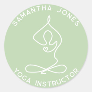 Yoga studio instructor yogi pose modern business classic round sticker