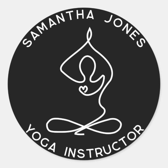 Yoga studio instructor yogi pose modern business classic round sticker (Front)