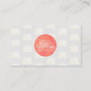 Yoga Studio Logo   Lotus Flower Pattern Business Card