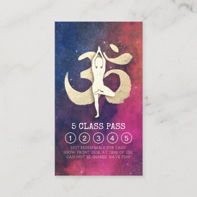 Yoga Studio Loyalty Class Pass Tree Pose OM Symbol Card (Front)