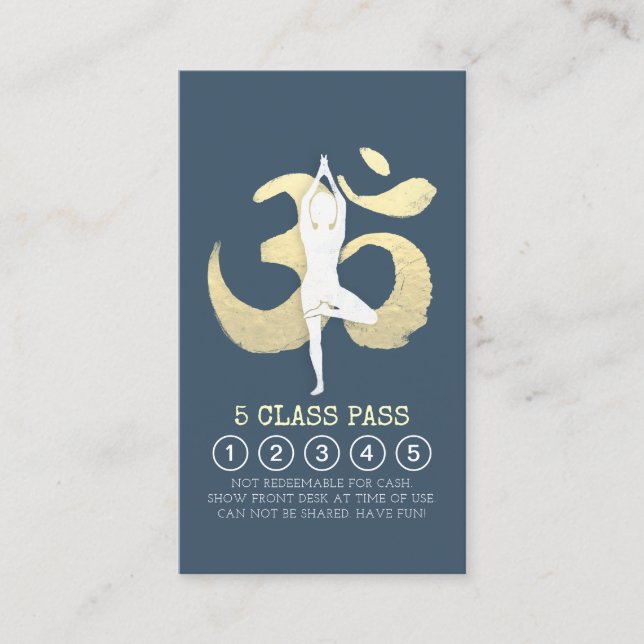 Yoga Studio Loyalty Class Pass Tree Pose OM Symbol Card (Front)