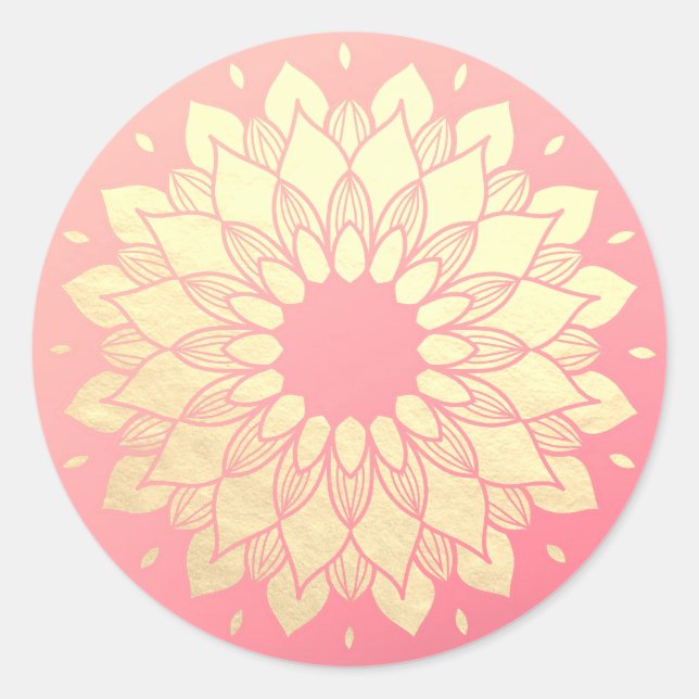 Yoga Studio Meditation Instructor Golden Mandala Classic Round Sticker (Front)