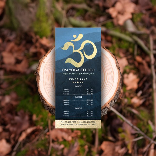 Yoga Studio Meditation Instructor Om Price List Ra Rack Card (Creator Uploaded)