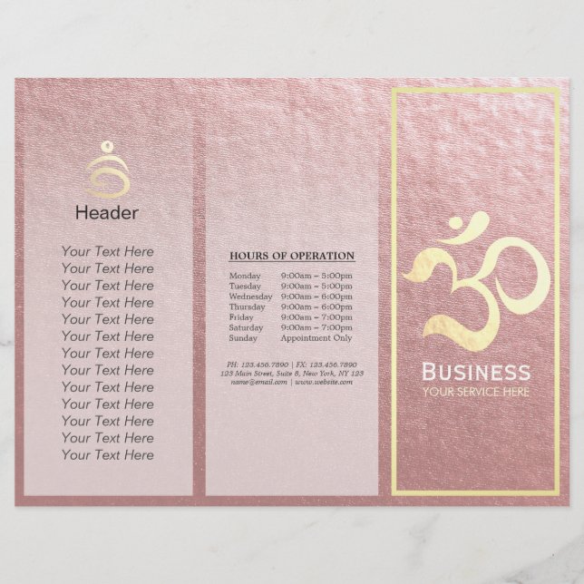 Yoga Studio Meditation Instructor OM Sign Tri-Fold (Front)