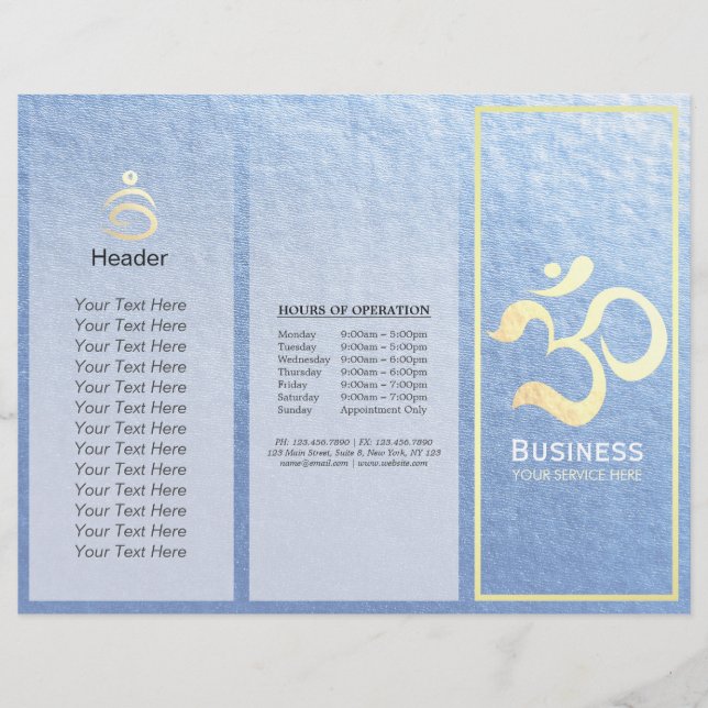 Yoga Studio Meditation Instructor OM Sign Tri-Fold (Front)