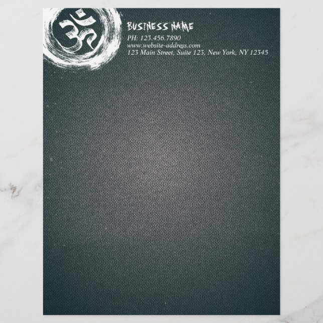 YOGA Studio Meditation Instructor OM & ZEN Symbols Custom Letterhead (Front)