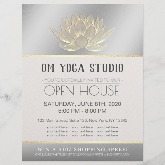 YOGA Studio Meditation Instructor Open House Lotus Flyer (Front)