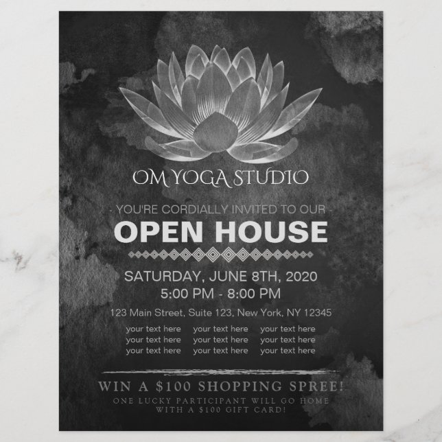YOGA Studio Meditation Instructor Open House Lotus Flyer (Front)