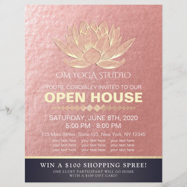 YOGA Studio Meditation Instructor Open House Lotus Flyer (Front)