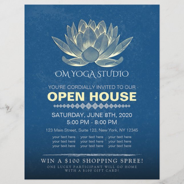 YOGA Studio Meditation Instructor Open House Lotus Flyer (Front)