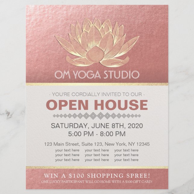 YOGA Studio Meditation Instructor Open House Lotus Flyer (Front)