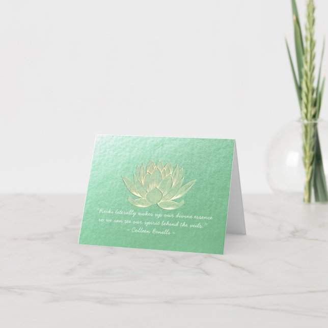 YOGA Studio Meditation Instructor Quote Gold Lotus Card (Front)