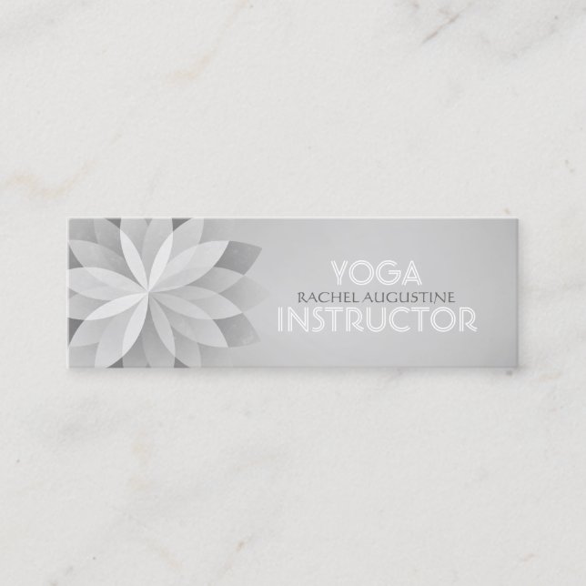YOGA Studio Meditation Instructor Silver Mandala Mini Business Card (Front)
