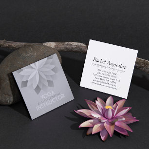 YOGA Studio Meditation Instructor Silver Mandala Square Business Card