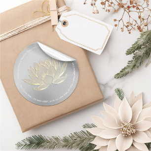 YOGA Studio Meditation Reiki Instructor Gold Lotus Classic Round Sticker