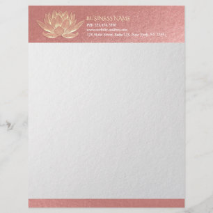 YOGA Studio Meditation Reiki Instructor Gold Lotus Custom Letterhead