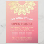 YOGA Studio Open House Gold Foil Mandala Flowers Flyer<br><div class="desc">YOGA Studio Meditation Instructor Studio Open House Flyer Template - Elegant Faux Gold Foil Floral Mandala Symbols on Pink Background.</div>