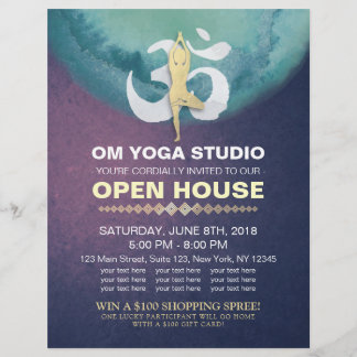 YOGA Studio Open House Meditation Pose & OM Symbol Flyer