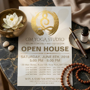 YOGA Studio Open House Meditation Posture Zen Sign Flyer