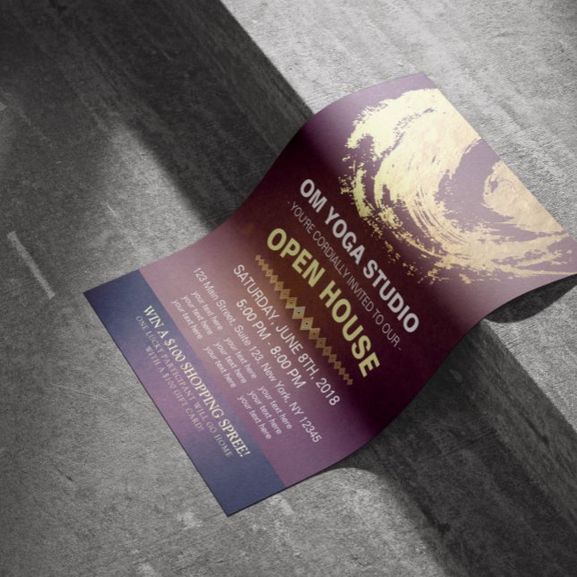 YOGA Studio Open House Purple Gold Foil ZEN Symbol Flyer (Creator Uploaded)