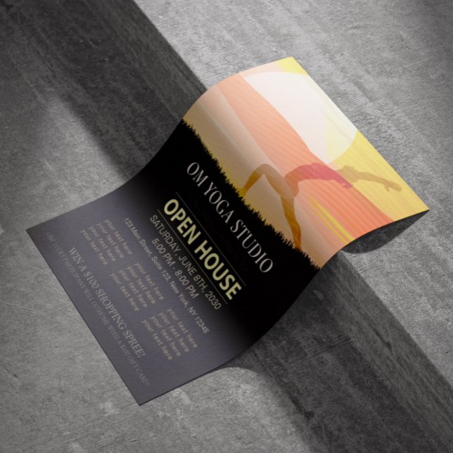 YOGA Studio Open House Sunset Moon Salutation Pose Flyer (Creator Uploaded)