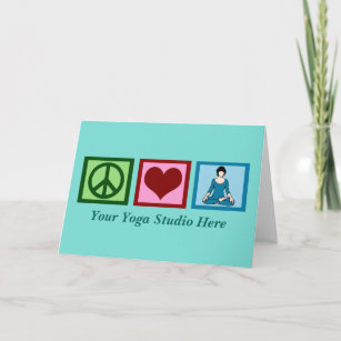 Yoga Studio Peace Love Yoga Teal Holiday Card