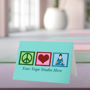 Yoga Studio Peace Love Yoga Teal Holiday Card