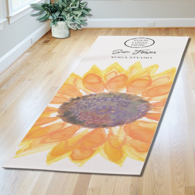 Yoga Studio Round Logo Sunflower Yoga Mat (Creator Uploaded)