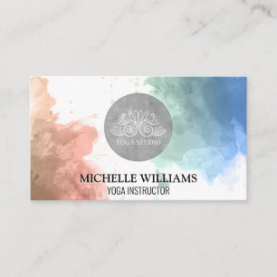 Yoga Studio Teacher Watercolor Business Card