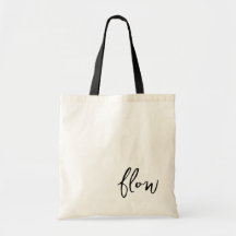 Yoga Studio Tote Bag Flow Script Black Canvas