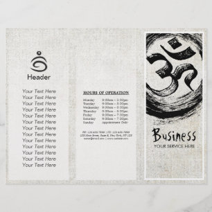 Yoga Studio Tri-Fold Brochure Brush OM ZEN Symbols