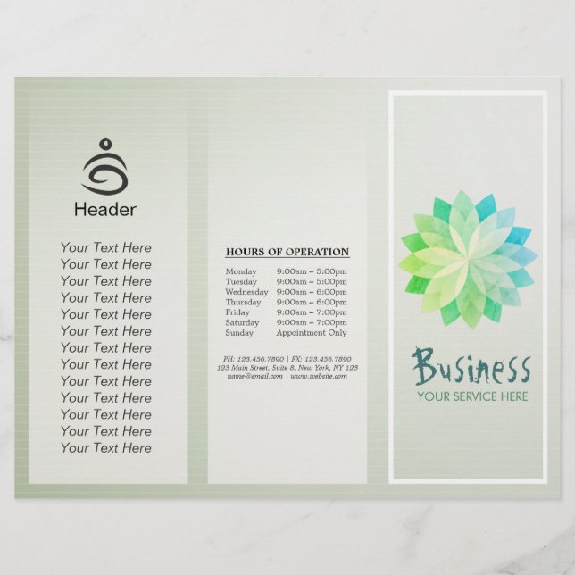 Yoga Studio Tri-Fold Brochure Lotus Floral Mandala (Front)