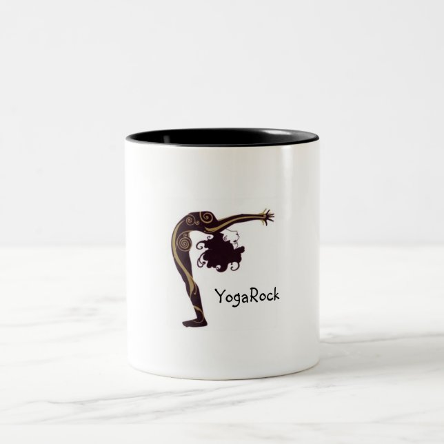 Yoga sun salutation Two-Tone coffee mug (Center)