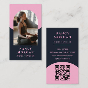 Yoga Teacher Arch Photo QR Code Business Card