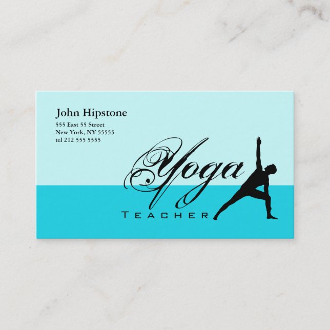 Yoga Teacher Business Card Blue (Front)