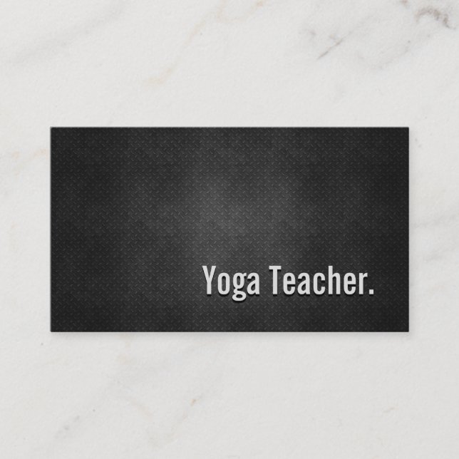 Yoga Teacher Cool Black Metal Simplicity Business Card (Front)
