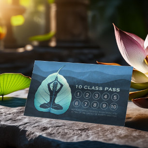 YOGA Teacher Meditation Pose Bodhi Leaf Class Pass Loyalty Card