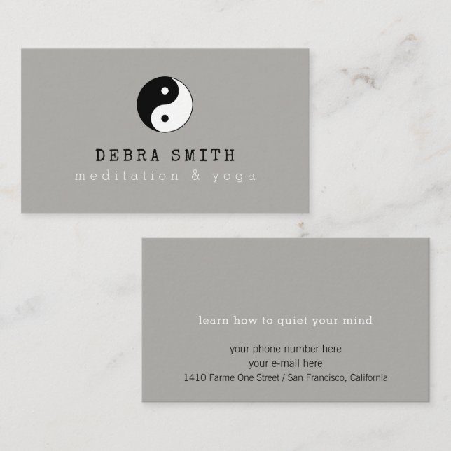 Yoga Teacher Meditation Yin Yang Business Card (Front/Back)