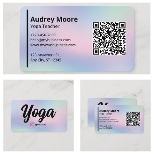 Yoga Teacher Modern Yoga Studio Holographic Business Card