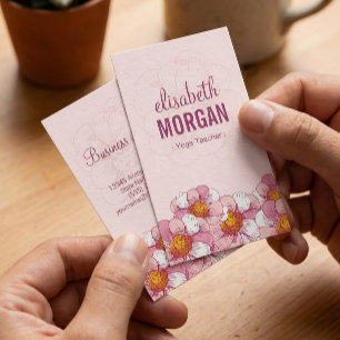 Yoga Teacher - Pink Boutique Flowers Business Card