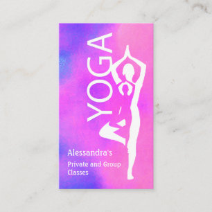 Yoga Teacher Pink Purple Tree Pose Business Card