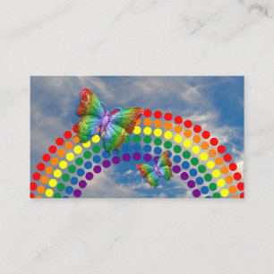 Yoga Teacher Rainbow Butterfly Polka Dots Business Card