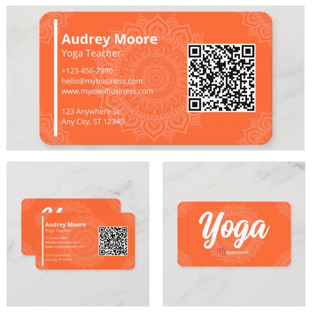 Yoga Teacher Templates Mandala QR Code Business Card (Yoga Teacher Templates Mandala QR Code Business Card)