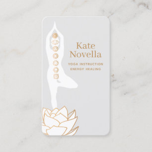 Yoga Teacher White Lotus Black Business Card