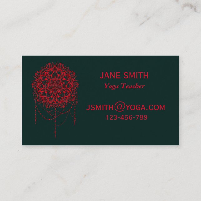 Yoga Teacher Yoga Instructor stylish Business Card (Front)